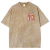 Do Old Vintage Washed Denim Color Round Neck Short Sleeve T-shirt  Unisex Casual Pattern Letter Print Loose Tops