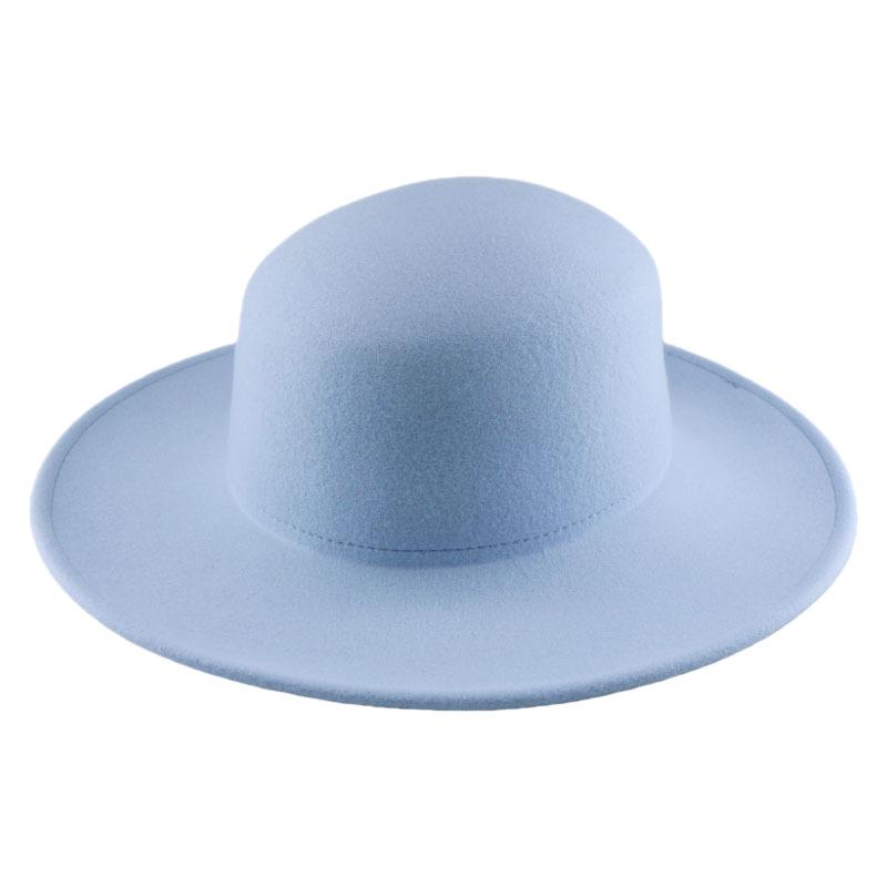 Autumn And Winter Wool New Big Brim Thickened Top Hat Felt British Retro Solid Color Light Board Flat Top Hat For Men And Women