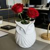 Student Desk Organizer 3D Printed Owl Pen Holder, 2 in 1 Flower Vase Multifunctional Container Organizer, Cute Plastic Makeup Brush Home Office Decor