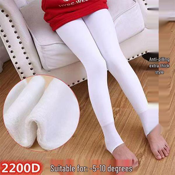 Samt-Tanzstrumpfhosen für Mädchen - Weiß, Verdickt, Ideal für das Training im Frühling/Herbst