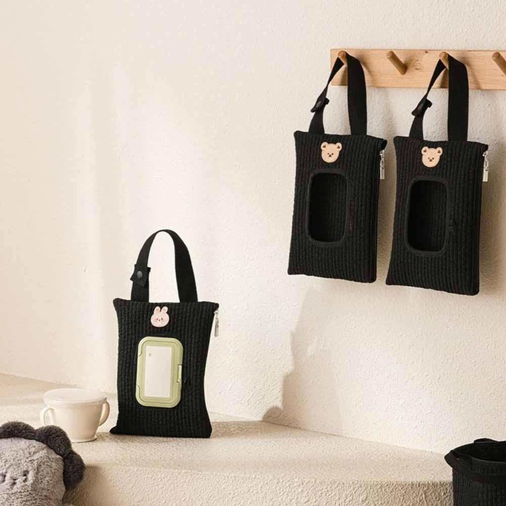 Cartoon Animal Flip Cover Tissue Box Wet Wipes Case Car Hanging Bag Paper Holder Storage Removable Napkin Storage Hanging Box