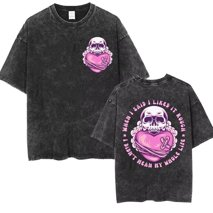 

Funny Skeleton Muscle Mommy Gym Lover Tee Shirt Men Women Fashion Casual Aesthetic T-shirt Male Vintage Washed T Shirt S