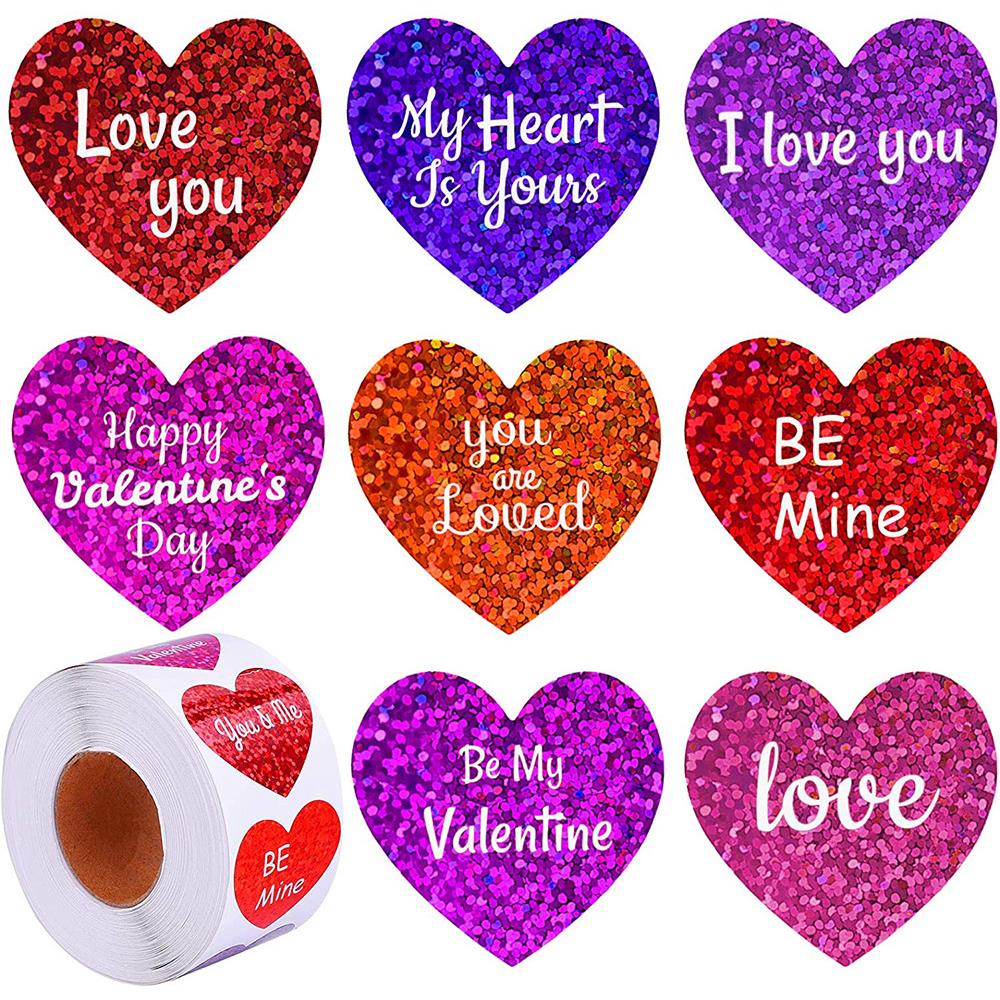 100-500Pcs Top-Grade Valentine'S Premium-Quality Day Top-Grade Stickers Top-Grade Heart First-Class Thank Superior-Grade You Top-Grade