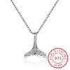 Fine Wedding Jewelry 925 Silver Whale Tail Fish Nautical Charm Mermaid Tail Silver Necklace for Women Choker Neckalces