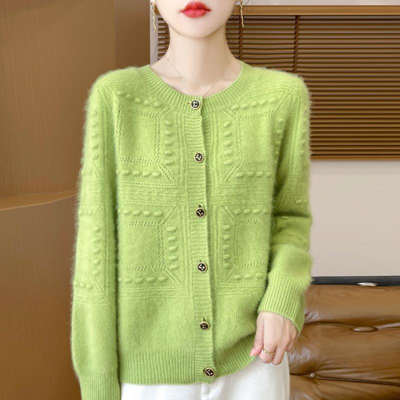 QingHe Cashmere Women's 30% Cashmere Cardigan - Soft & Warm Wool Blend Sweater