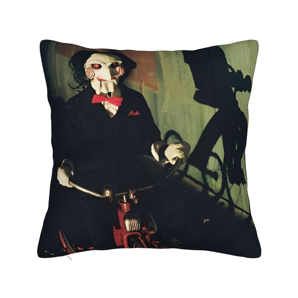 Bedruckte Säge-Jigsaw-Horrorfilm-Kissenbezug Polyester-Kissenbezug Dekoration Halloween Gothic-Kissenbezug Bezug Stuhl Reißverschluss