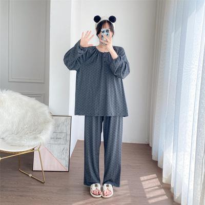 Sweet Princess Long Sleeve Polka Dot Pajamas, Women's Plus Size, Pure Cotton, Loose Fit Homewear