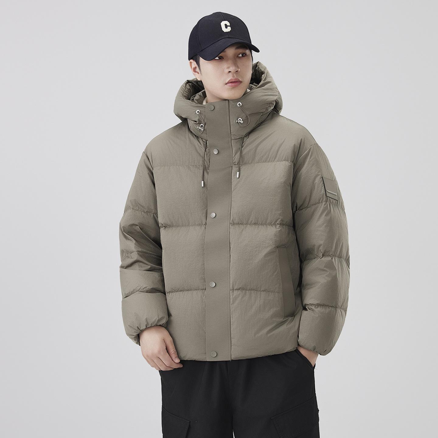 

Men s 2025 Fashion Trend Black Hooded Down Jacket - 90% Down, Thick & Warm M хакі