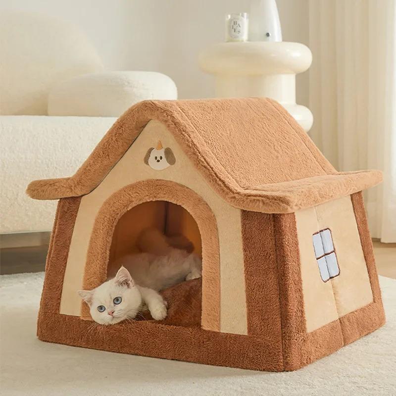 Foldable Dog House Kennel Bed Mat for Small Medium Dogs Cats All Seasons Cat Bed Nest Pet Products Basket Pets Puppy Cave Sofa