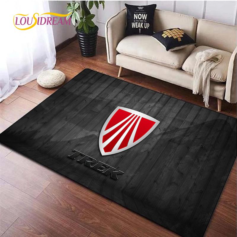 Tappeto con logo di bicicletta per Soggiorno Camera da letto Tappeti Cucina Bambini Porta Tappetino Antiscivolo Regalo di compleanno Oggetti di scena fotografici Alfombra Tappeto