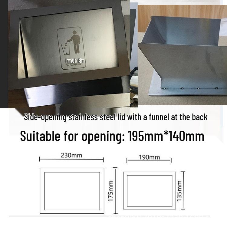 Stainless Steel Built-In Trash Can with Hidden Side Disposal Opening