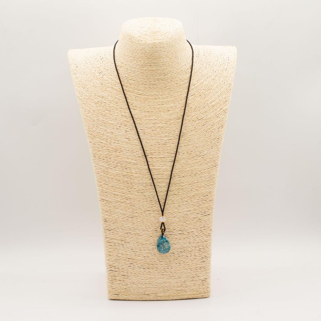 Cord Necklace Gemstone Pendant – Howlite Teardrop