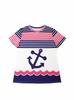Round neck women's short-sleeved printed T-shirt with stripes, skin-friendly fabric and comfortable