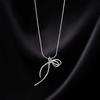 Fashion Silver Color Ribbon Bow Pendant Necklace for Women Girl 2024 New Simple Metal Snake Bone Chain Necklace Jewelry Gift