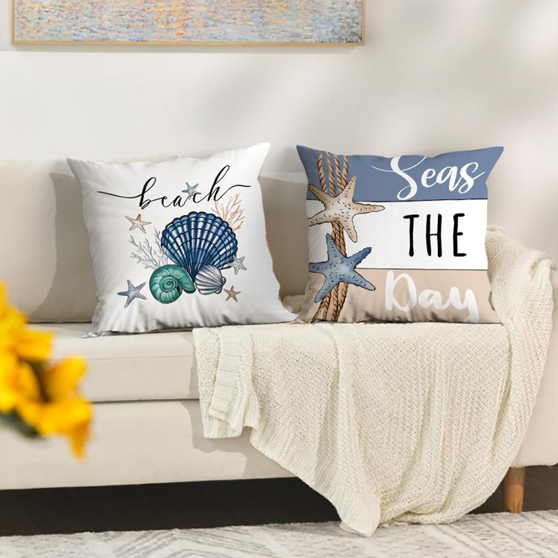 Ocean Scallop Print Cushion Cover Suitable for Living Room Sofa Bedroom Bay Window Car Seat Summer Romantic Cushion