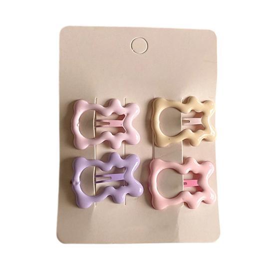 4Pcs Hairpins Hollow Star Heart Butterflies Shape Hair Clips Soft Macaron Colors Gentle BB Clips Kids Hair Accessories