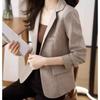 Frühlings Damen Slim Revers Ein-Knopf Blazer Lässig 3/4 Ärmel Büro Anzugjacke
