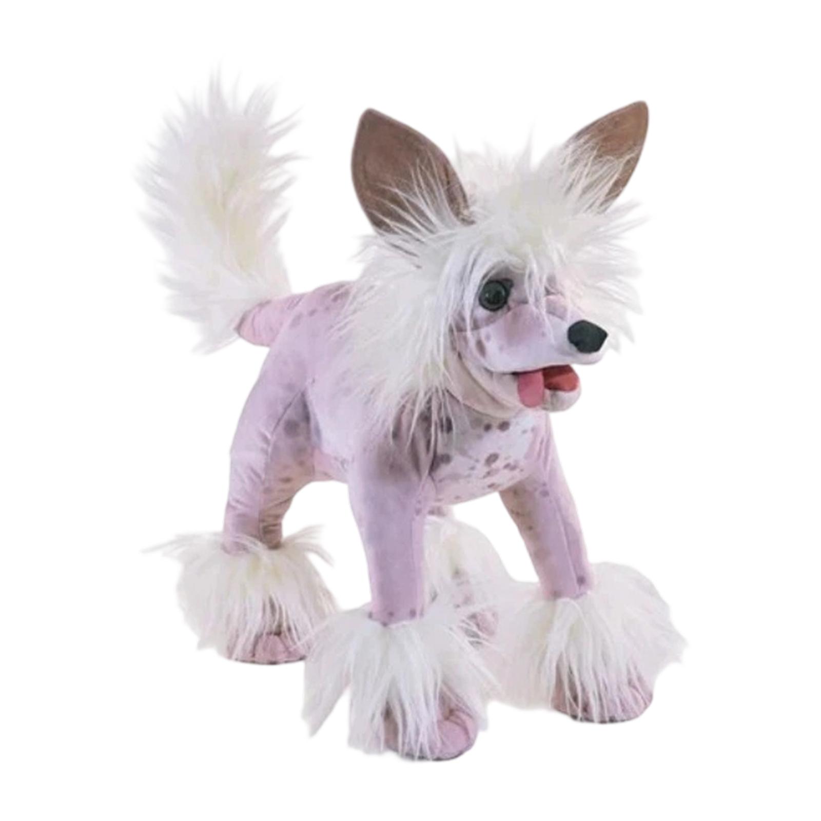 

Plush Crested Dog Stuffed Animal Soft Toy with Spotted Pattern and Fluffy Detailing for Home or Office Decoration Gift One Size розовый