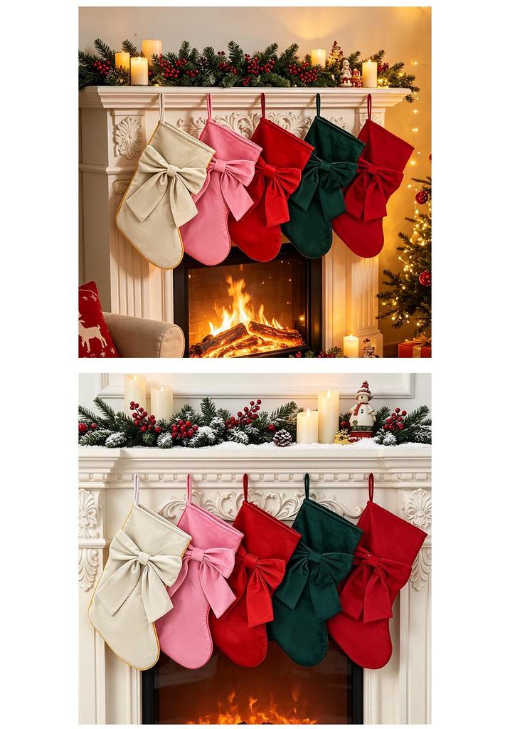 Christmas Tree Ornaments, Stockings, Bows, Gift Bags, Fireplace Hangers, Plush Candy Bags, Wall Decorations