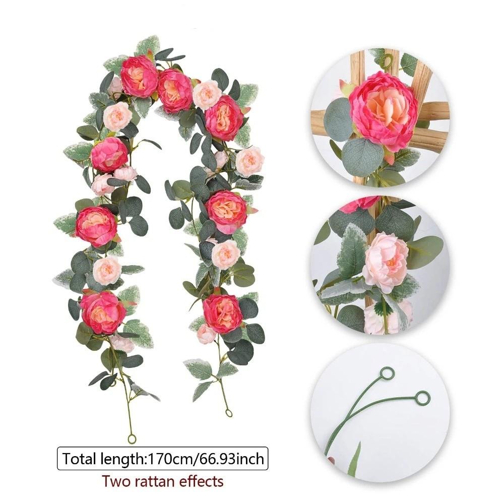 Romantic Artificial Eucalyptus Leaf Vine Handmade Realistic Simulation Flower Vine Plastic Lifelike Butterfly Rattan Decor