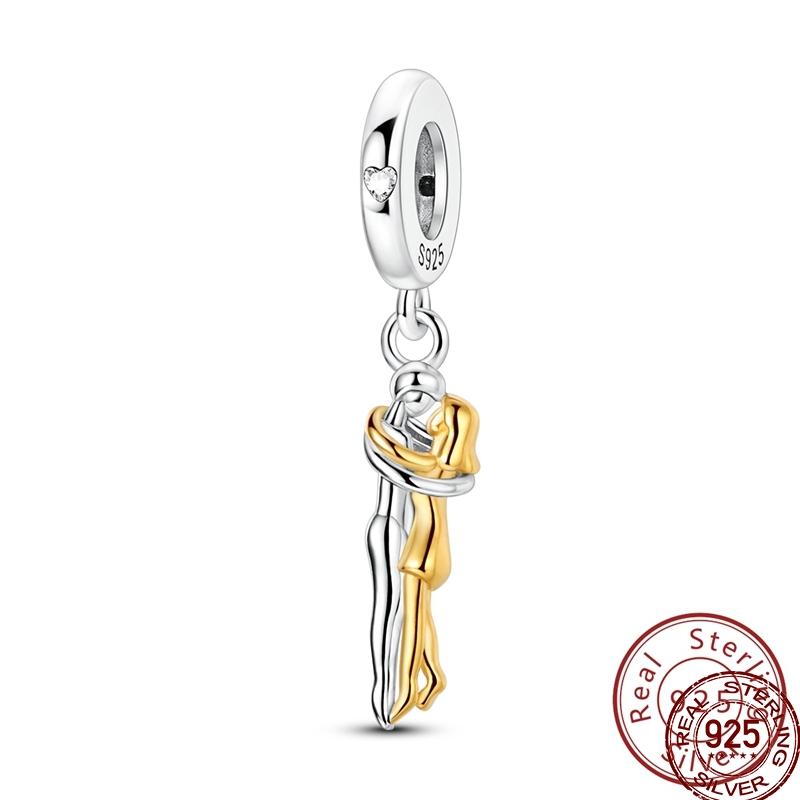 

100% Copper Embrace Hug Charms Classics Couple Beads Fit Original 3Mm Bracelet Diy For Women Fine Jewelry