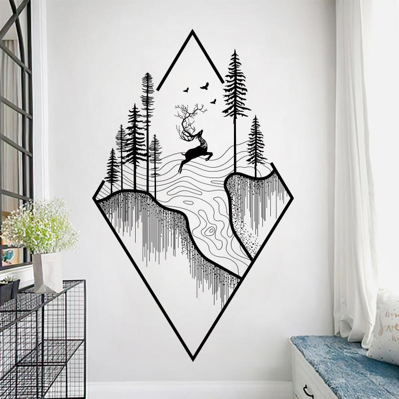 

Скандинавский стиль Ins олень дверные наклейки домашний декор съемные украшения для прихожей лестницы виниловые настенные наклейки 45x60CM