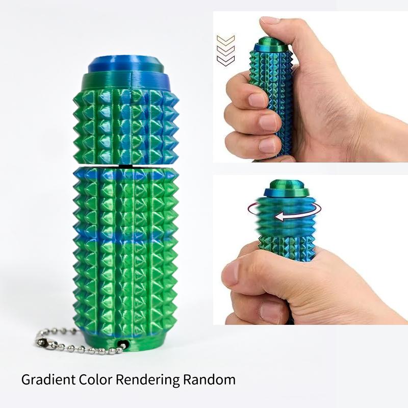 3D Printed Spiky Fidget Toy Button Click  360° Rotate Palm Massage Stress Relief Keychain Sensory Toy for Autism ADHD Adults