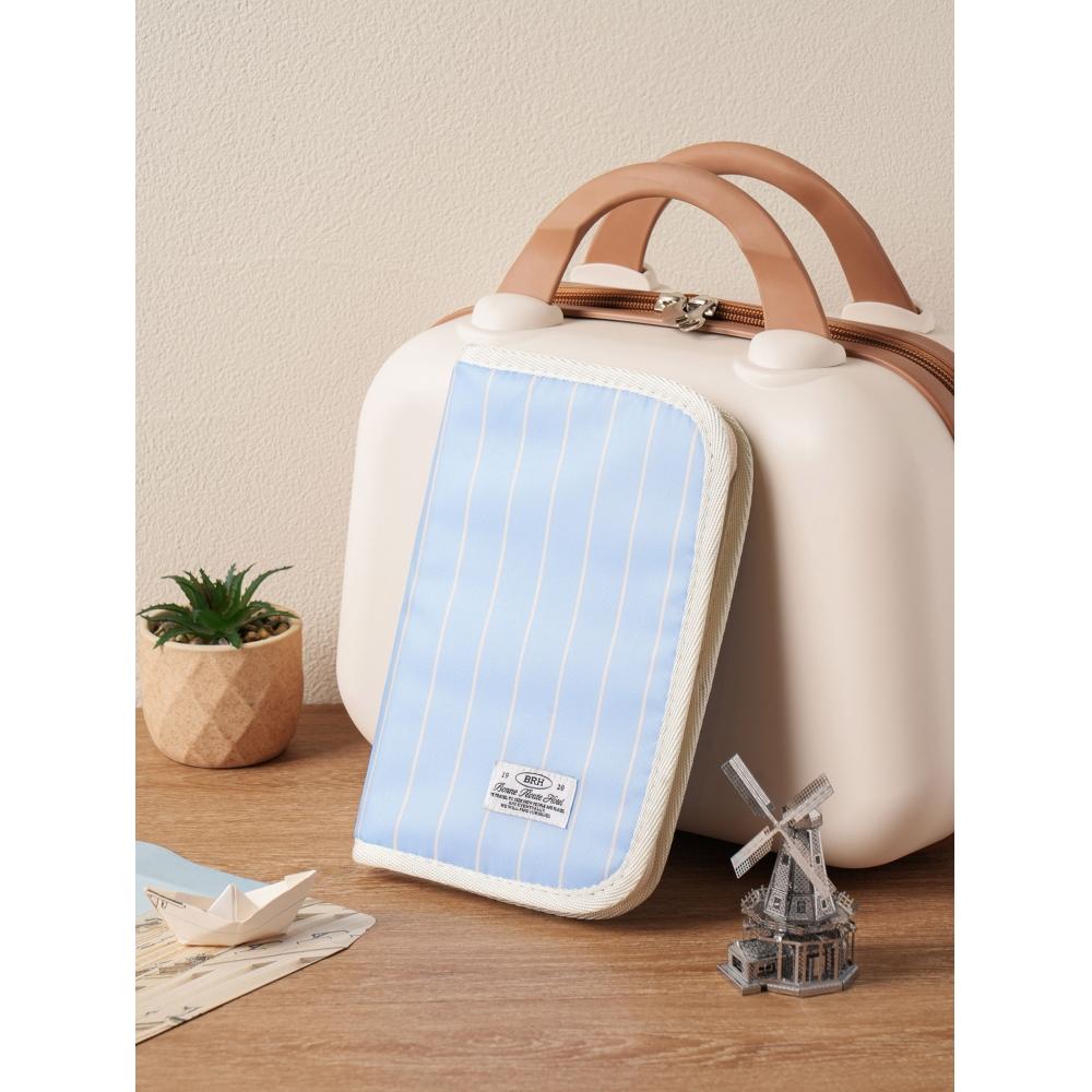 Daiso Stripe Travel Pouch With Wallet Blue