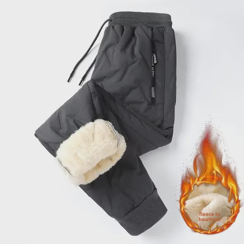 2025 Men's Lambskin Snow Pants: Winter-Ready, Plus Velvet, Thick, Windproof, Warm Outdoor Leggings, Large Sizes Available