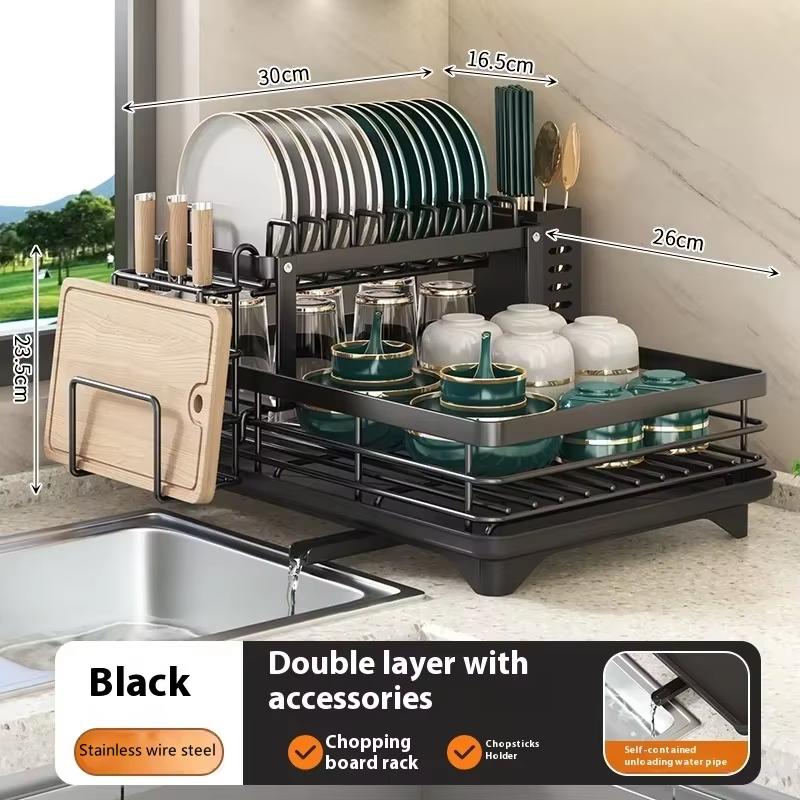 

2025 Double Layer Drain Rack Kitchen Sink Dish Organizer Upgrade Multi Layer Cup Bowl Storage Rack Countertop Kitchen Supplies