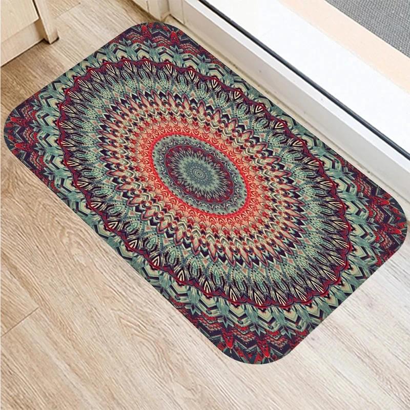 Mandala-Druckserie Fußmatte Schlafzimmer Eingang Fußmatte Heimdekoration Wohnzimmer Willkommens-Fußmatte Rutschfeste Küchenbodenmatten