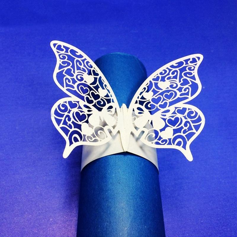 Pack of 12 Butterfly Paper Napkin Rings For Wedding Party Decoration