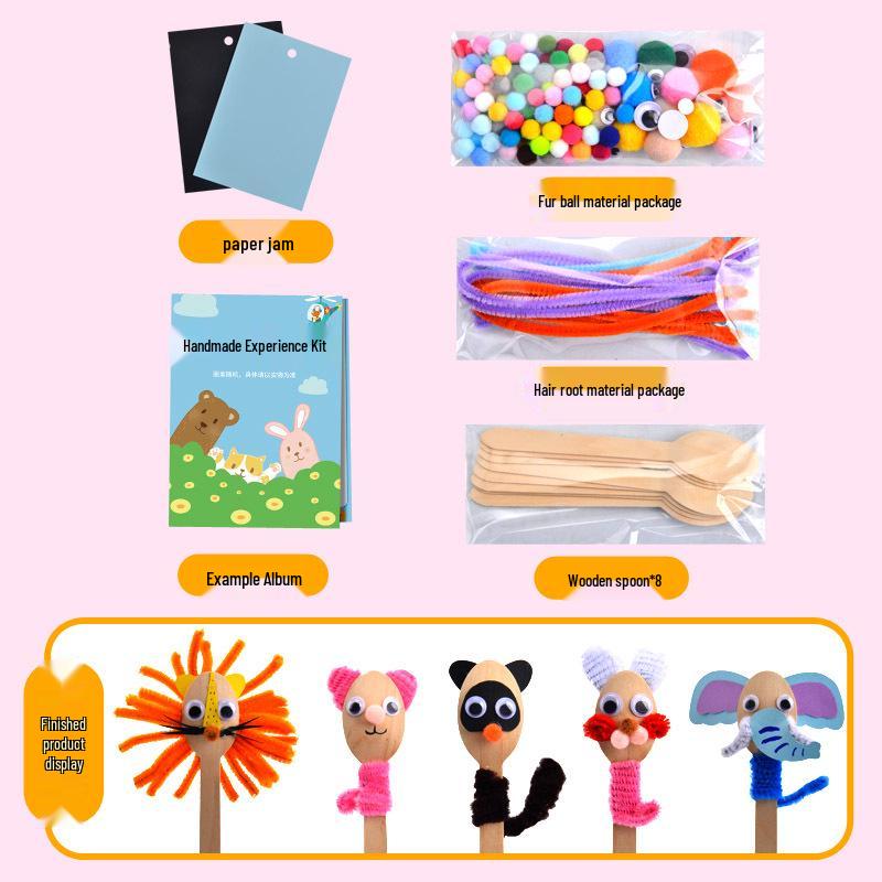 International Kindergarten DIY Kit: Chenille Stems, Pompoms & Non-Woven Fabric for Handmade Art Projects