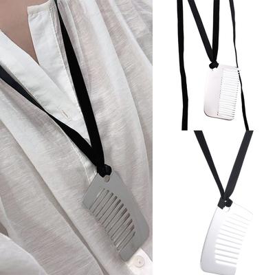 Fashionable Comb Pendant Necklace for Styling Fringe Portable Stainless Steel Jewelry Accessory for Women Ladies