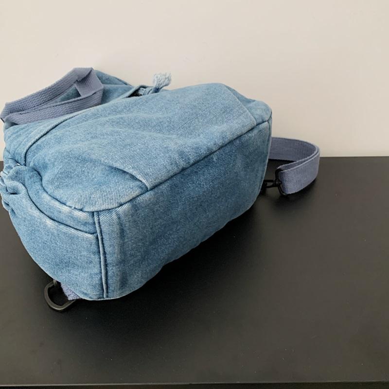 Stor Kapacitet Denim Ryggsäck Multifunktionell Bröstväska Dam Axel Crossbody Väska