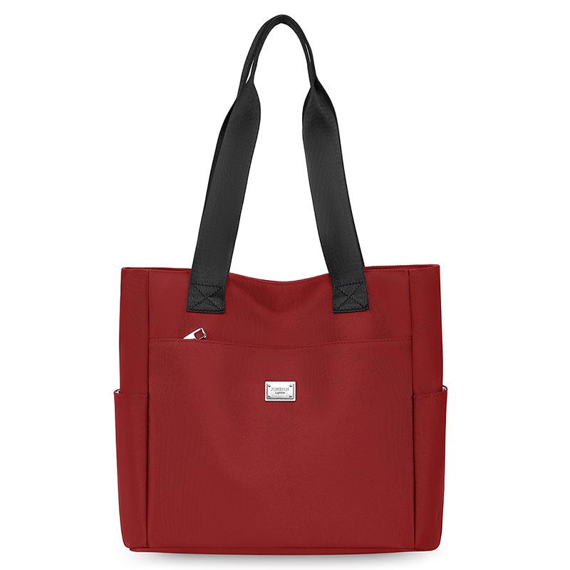 

Women’s Large Capacity Tote Bag Waterproof Nylon Shoulder Handbag Casual Travel Shopping Bag Multi Pocket Lightweight Commuter Tote Purse червоний