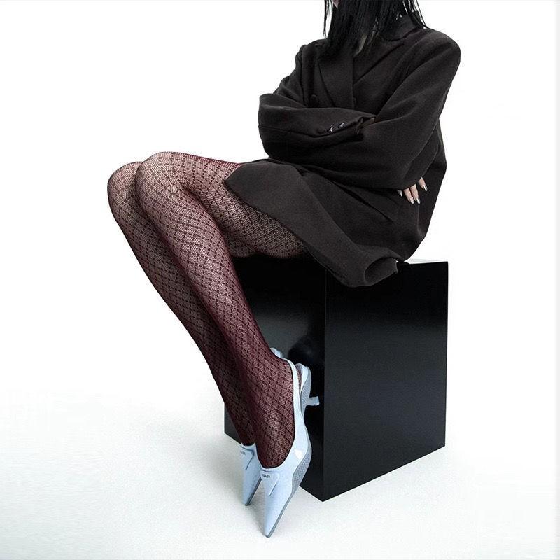 Petites Chaussettes résille à carreaux Fille Sexy Bas fins à losanges à pois Maille à carreaux