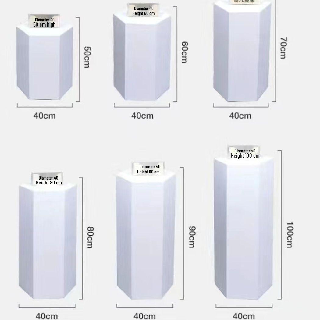 Hexagonal Painted Display Stand for Clothing Shoes and Bags in Store Windows Diagonal 40 Height 20 Non-Illuminated White 5590₽