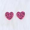 Heart-Shaped Christmas Earrings: Leopard, Stars & Snowflakes Acrylic Studs for Women