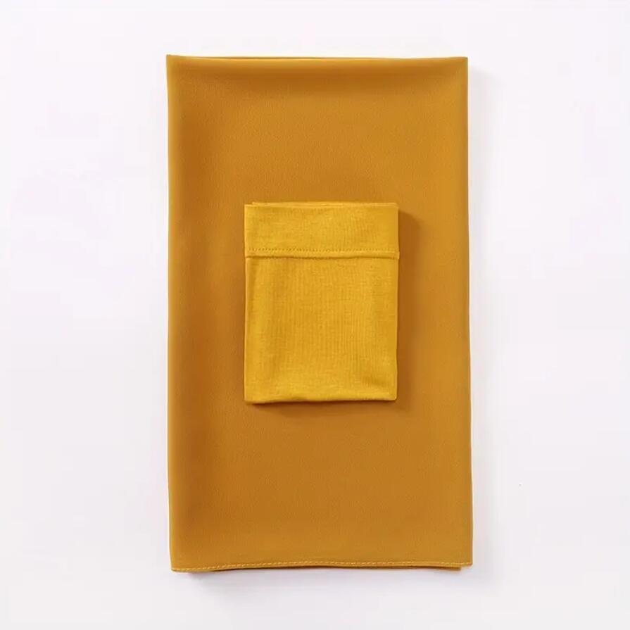 2Pcs Undercap Chiffon Hijab Scarf Set Thin Elastic Tube Head Cover Elegant Soft Cozy Breathable Sunscreen Bandana Combination