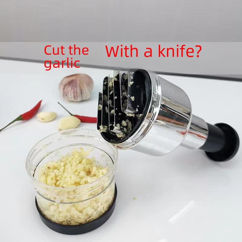 Stainless Steel Garlic Press Rocker, Garlic Crusher Mincer Chopper, Kitchen Gadgets for Ginger, Onion, Herbs