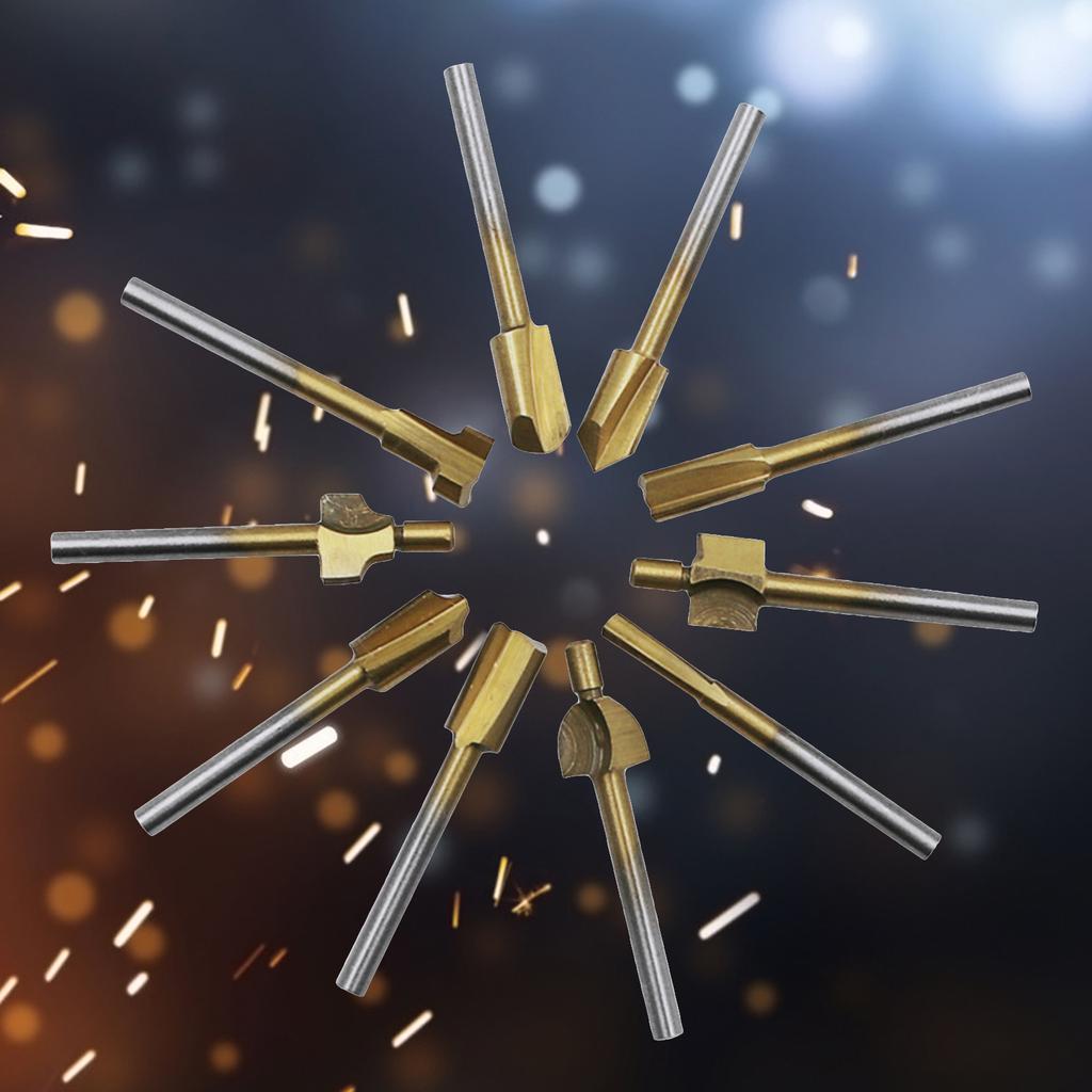 10 ks/lot 1/8" Frézy Dřevoobráběcí Frézovací Rotační Nástrojová Sada 3mm Stopky Truhlářské Frézy Pro Rotační Nástroje DIY