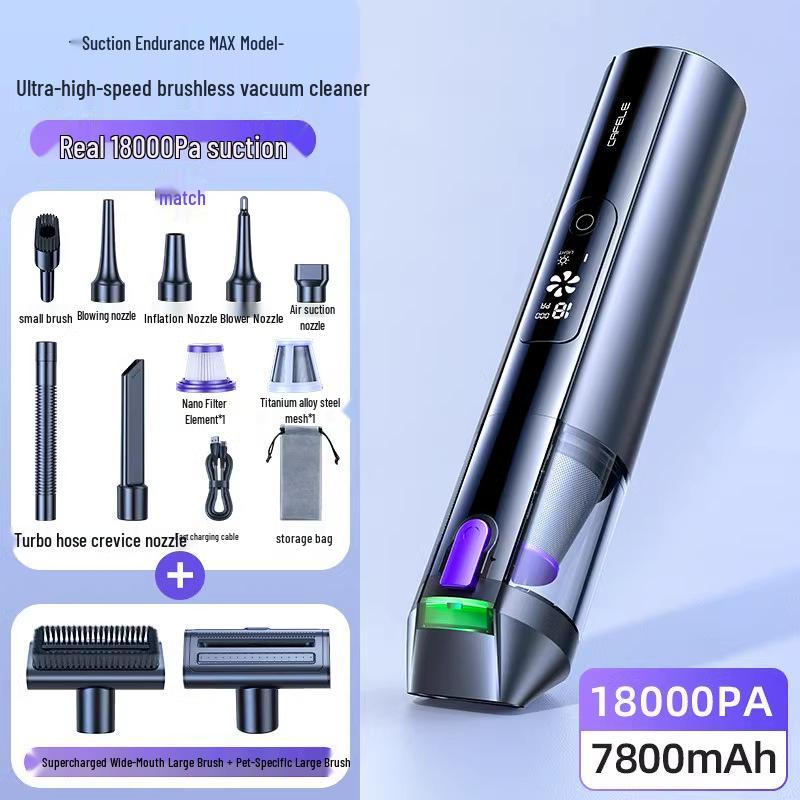 

Kafila Бесщеточный автомобильный пылесос 4-в-1 – Мощное всасывание и выдув для использования в автомобиле и дома