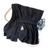 High-End Black Tencel Jacquard Wide-Leg Skirt Pants - Stylish & Versatile for Spring/Summer
