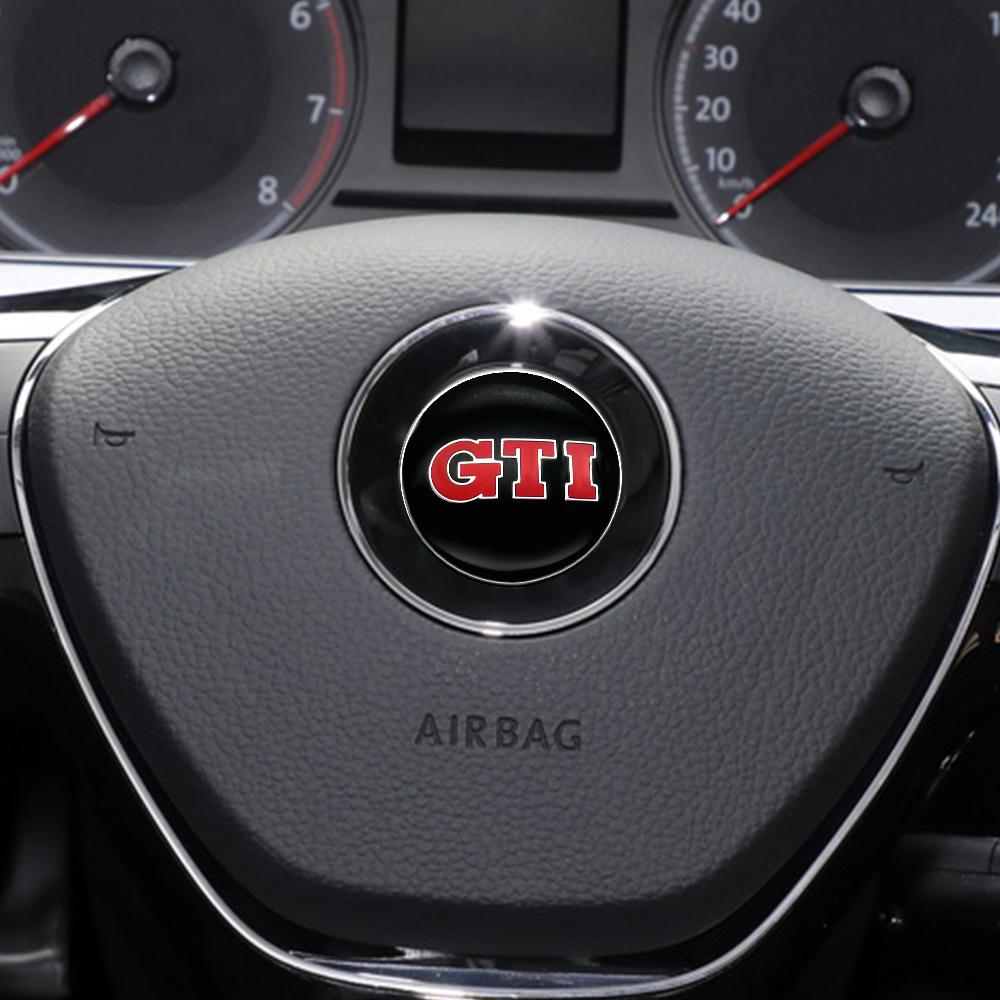 DIG1 1PC Aluminium ABT/R/GTI Logo Auto Steering Wheel Sticker for VW Jetta Golf R Beetle CC EOS GTI R32 MK4 Accessories Car Styling