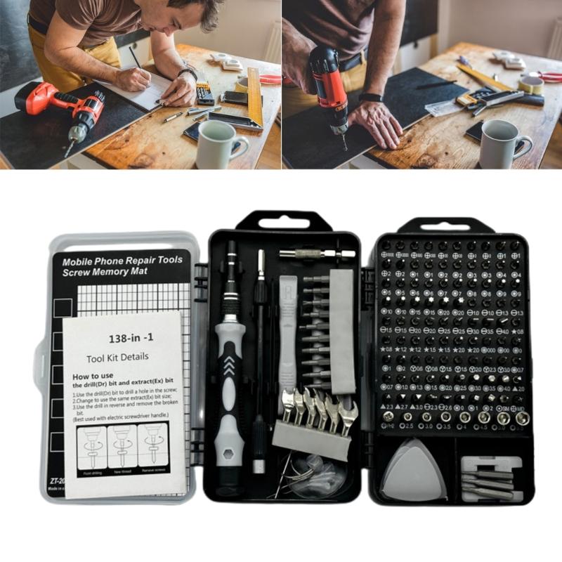 Elektronik-Präzisionsschraubendreher-Set 138 in 1 mit magnetischem Bit-Reparatur-Werkzeugsatz für Handy, Computer, Laptop, PC