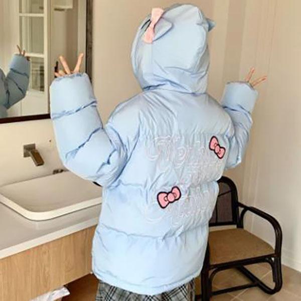 Women's Autumn and Winter Plus Size Solid Color Short Outerwear Padded Thickened Cute Loose Zipper Section Hooded Coldproof Bread Clothes Jacket