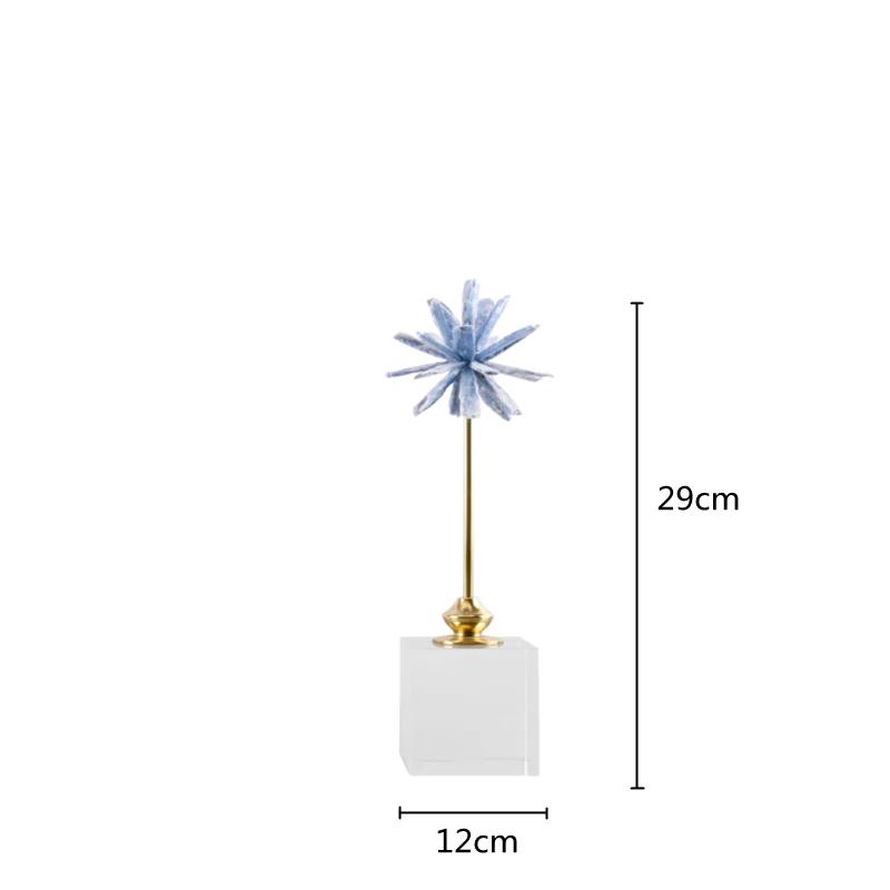 Crystal Flower Natural Crystal Agate Metal Handicraft Handmade White Artificial Flower Decorative Figurines Home Decoration