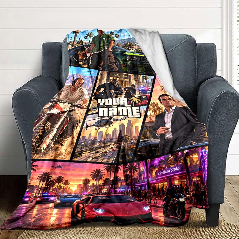 Grand Theft Auto Customize Text Blanket Lightweight Customizable Blanket Warmthful Decor Throw For Home Decor Office Chair Office Chair