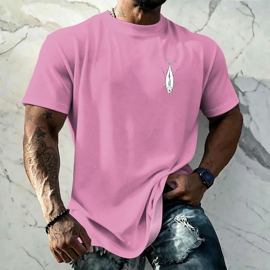 Men's Vintage Texture Printed Short Sleeve T Shirt Loose Fit Casual Summer Daily Wear Top Lightweight Breathable Fabric